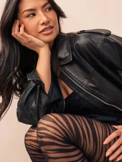 Next Black Zebra Pattern Tights Clearance