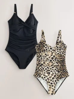 Next Black/Animal Tummy Control Swimsuits 2 Pack Outlet