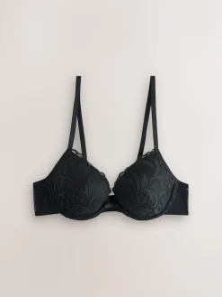 Next Black/Cream Pad Plunge Embroidered Bras 2 Pack Outlet