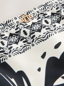 Next Black/Cream Palm High Leg Print Bikini Bottoms Sale