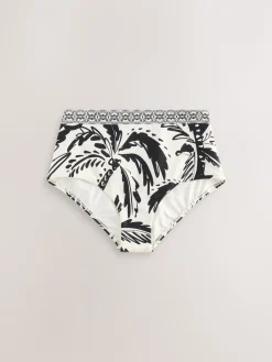 Next Black/Cream Palm High Waist Print Bikini Bottoms Hot