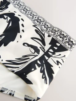 Next Black/Cream Palm High Waist Print Bikini Bottoms Hot