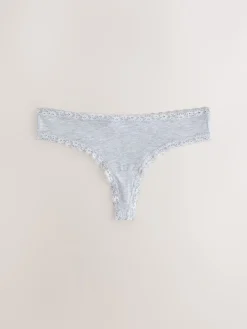 Next Black/Cream Thong Cotton Lace Knickers 4 Pack Online