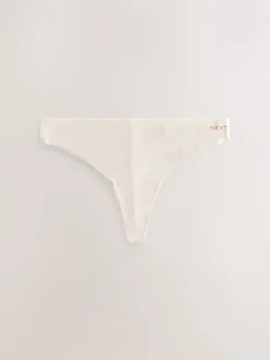 Next Black/Cream/Pink Thong Cotton Blend No VPL Knickers 7 Pack New