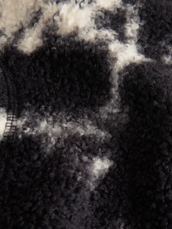 Next Black/Ecru Cow Print Soft Touch Cosy Teddy Borg Quarter Zip Fleece