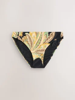 Next Black/Green Paisley High Leg Print Bikini Bottoms