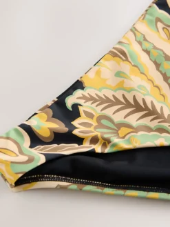 Next Black/Green Paisley High Leg Print Bikini Bottoms