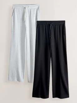 Next Black/Grey Jersey Wide Leg Joggers 2 Pack New