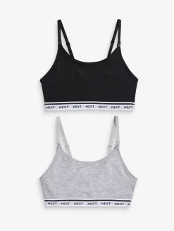 Next Maternity Nursing Crop Ultimate Comfort Tops 2 Pack Black/Grey Online