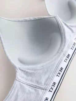 Next Black/Grey Ultimate Comfort Cotton Non Wired Padded Bras 2 Pack Clearance