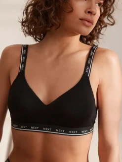 Next Black/Grey Ultimate Comfort Cotton Non Wired Padded Bras 2 Pack Clearance