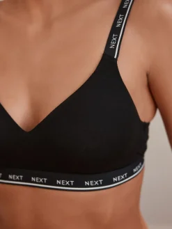 Next Black/Grey Ultimate Comfort Cotton Non Wired Padded Bras 2 Pack Clearance