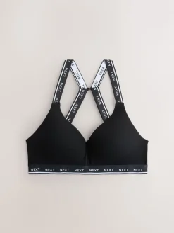 Next Black/Grey Ultimate Comfort Cotton Non Wired Padded Bras 2 Pack Clearance