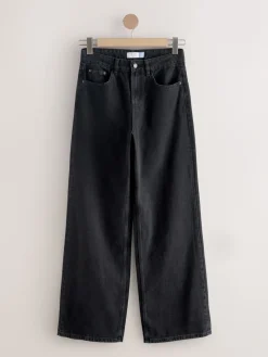 Next Wide Leg Jeans 2 Pack Black/Mid Blue Online