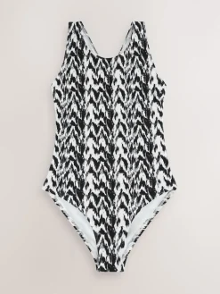 Next Black/Monochrome Ikat High Neck Swimsuit 2 Pack