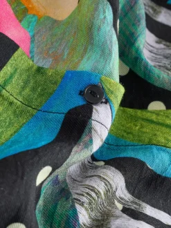 Next Long Sleeve Midi Shirt Dress Black/Multi Floral Outlet