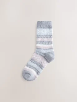 Next Black/Pastel Fairisle Superhairy Cosy Socks 2 Pack Online
