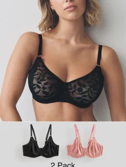 Next DD-G Lace Non Pad Full Cup Bras 2 Pack Black/Pink Online