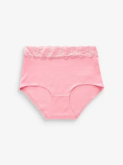 Next Black/Pink Heart Print Full Brief Cotton Lace Knickers 4 Pack Clearance