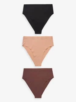 Next High Waist High Leg No VPL Comfort Knickers 3 Pack Black/Praline Nude/Chocolate Nude Discount
