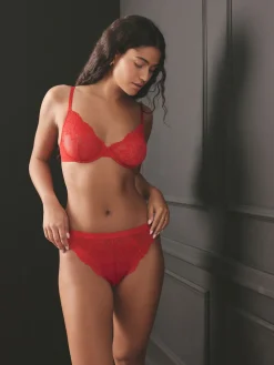 Next Lace Knickers 3 Pack Black/Red/Cream Discount