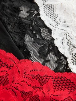 Next Lace Knickers 3 Pack Black/Red/Cream Discount