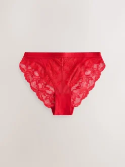 Next Lace Knickers 3 Pack Black/Red/Cream Discount