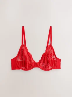 Next Non Pad Full Cup Lace Bras 3 Pack Black/Red/Cream Hot