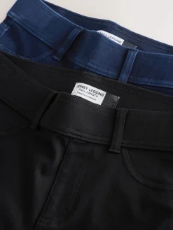 Next Full Length Jersey Denim Leggings 2 Pack Black/Rinse Blue Clearance