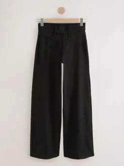 Next Jersey Denim Wide Leg Trousers 2 Pack Black/Rinse Blue New