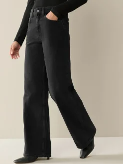 Next Wide Leg Jeans 2 Pack Black/Rinse Blue Clearance