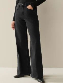 Next Wide Leg Jeans 2 Pack Black/Rinse Blue Clearance