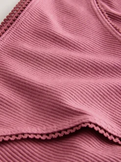 Next High Rise High Leg Cotton Rib Knickers 3 Pack Black/Rose/Olive Discount