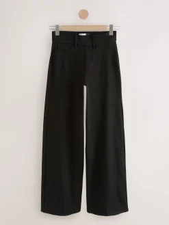 Next Jersey Denim Wide Leg Trousers 2 Pack Black/Sage Green