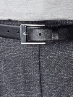 Next N. Premium Made In Italy Leather Belt Black/Silver Tone Hot