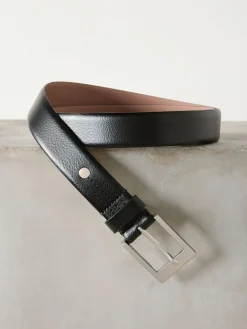 Next N. Premium Made In Italy Leather Belt Black/Silver Tone Hot