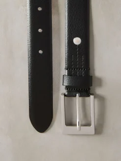 Next N. Premium Made In Italy Leather Belt Black/Silver Tone Hot