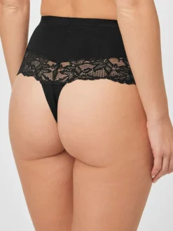Next Black/White Cotton Tummy Control Shaping Thong Knickers 2 Pack Online