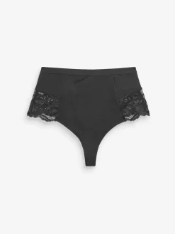 Next Black/White Cotton Tummy Control Shaping Thong Knickers 2 Pack Online