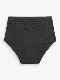 Next Black/White Cotton Tummy Control Shaping High Waist Knickers 2 Pack New