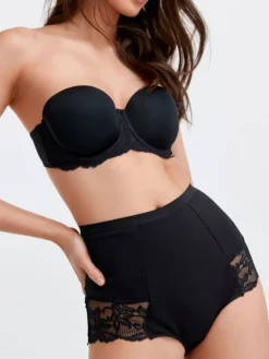 Next Black/White Cotton Tummy Control Shaping Lace Back Knickers 2 Pack Clearance