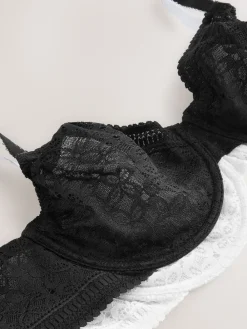 Next DD+ Lace Non Pad Full Cup Minimiser Bras 2 Pack Black/White Discount