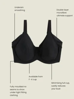 Next F-K Cup Under Arm Smoothing Non Pad Wired Minimising Ultimate Comfort Bras 2 Pack Black/White Clearance