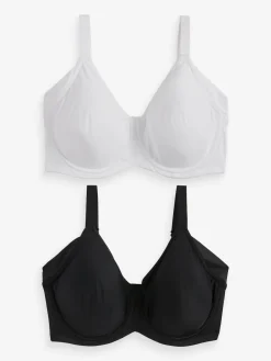 Next F-K Cup Under Arm Smoothing Non Pad Wired Minimising Ultimate Comfort Bras 2 Pack Black/White Clearance