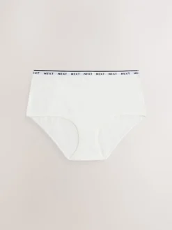 Next Black/White Floral Print Midi Cotton Logo Knickers 4 Pack Hot