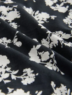 Next Black/White Floral Print Midi Cotton Logo Knickers 4 Pack Hot