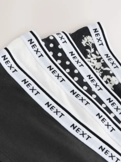 Next Short Cotton Logo Knickers 4 Pack Black/White Floral Print Online