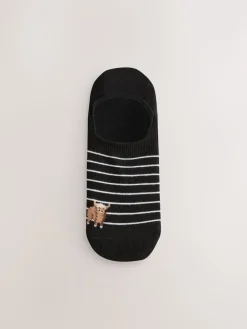 Next Black/White Hamish The Highland Cow Stripe Invisible Trainer Socks 4 Pack Discount