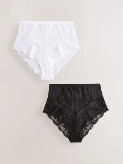 Next Black/White High Waist Lace Knickers 2 Pack Discount