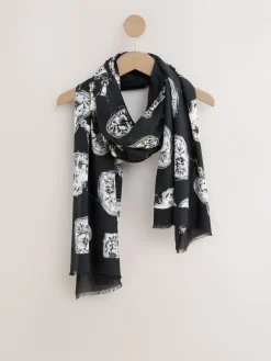 Next Black/White Lightweight Scarf Mono Locket Print Scarf Online